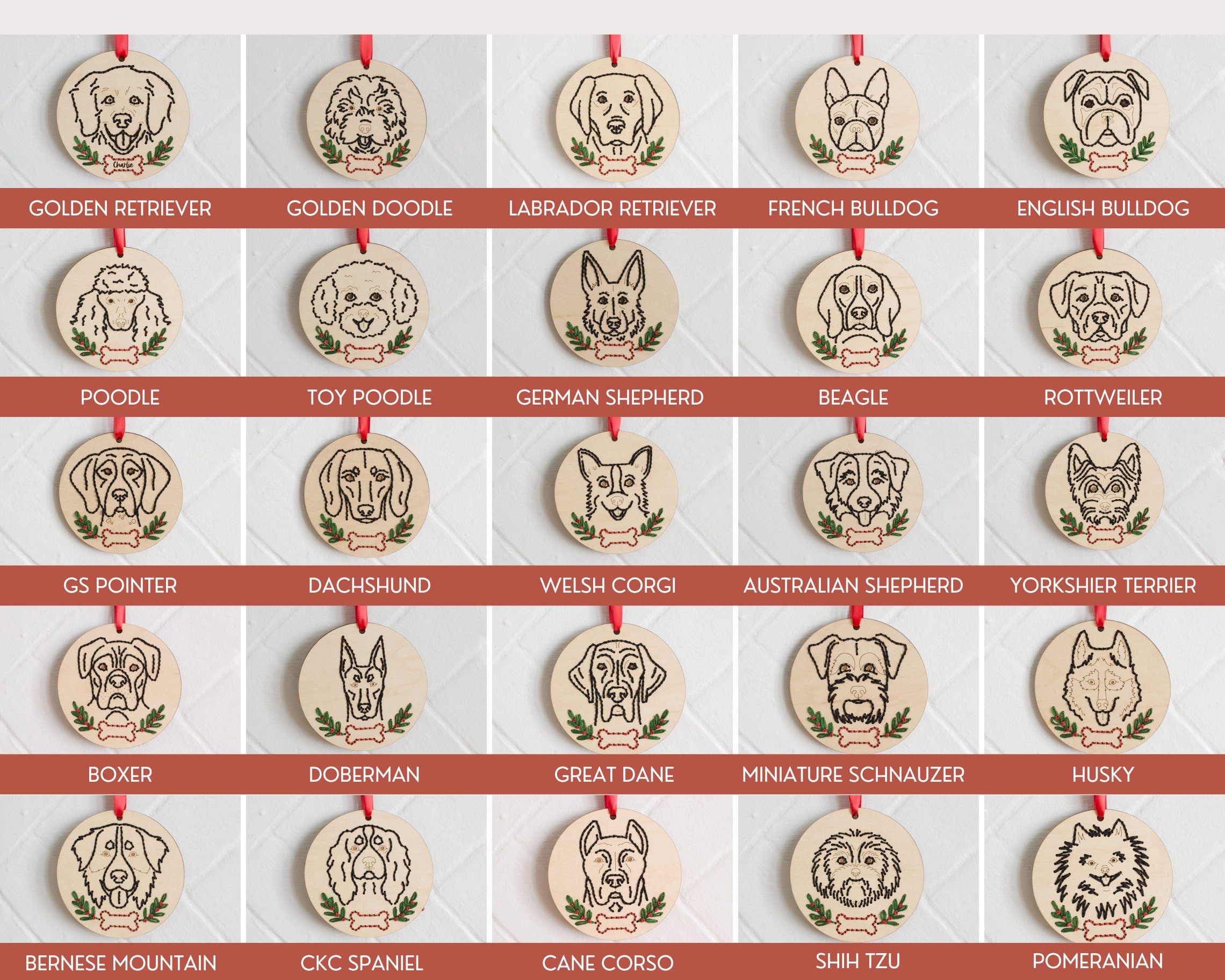 SVG Personalized Dog Breed Christmas Ornament Embroidery Patterns for ...