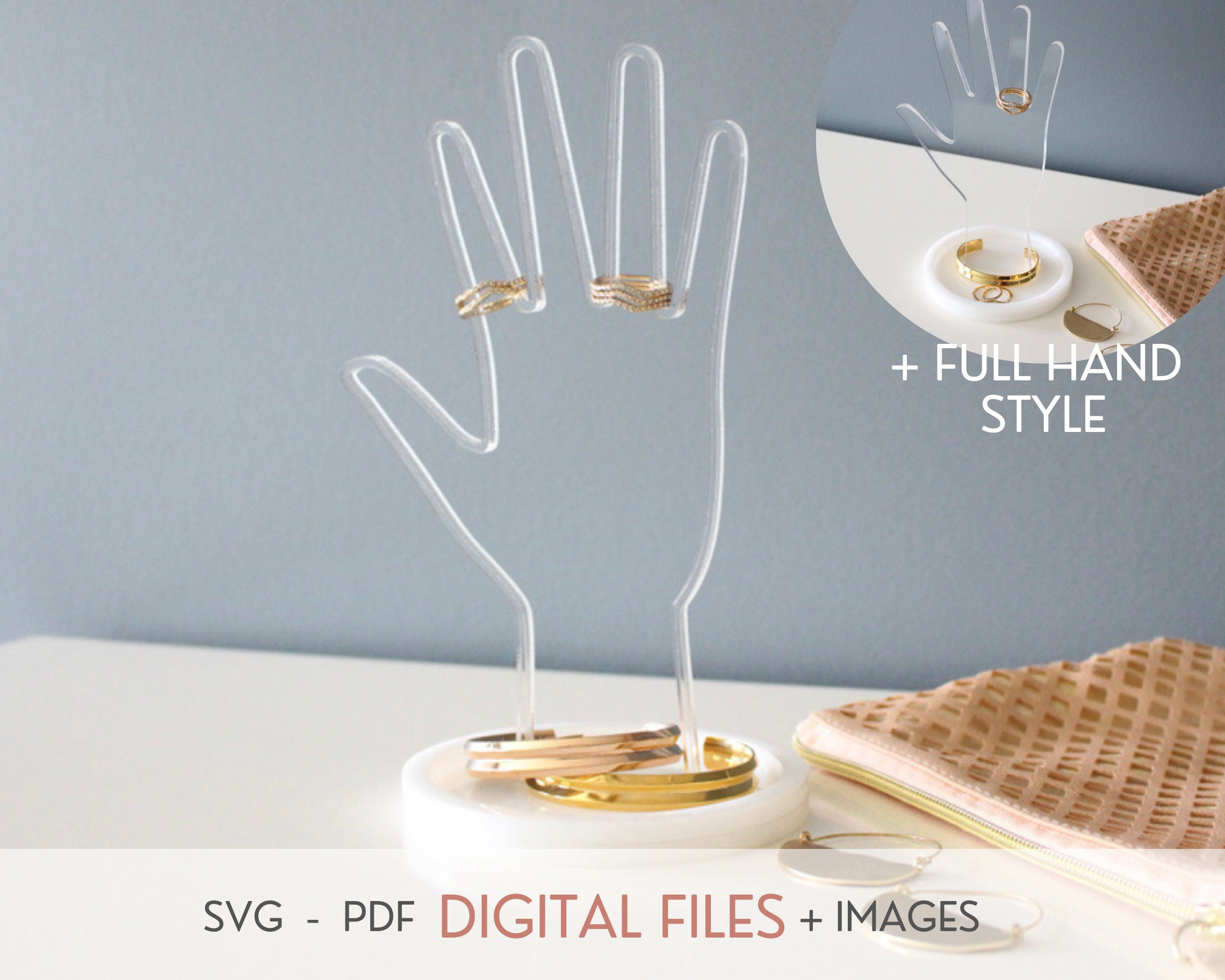 Hand Jewelry Holder SVG Laser Cut File for Glowforge, Ring and