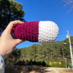 plush chill pill, crocheted happy pill