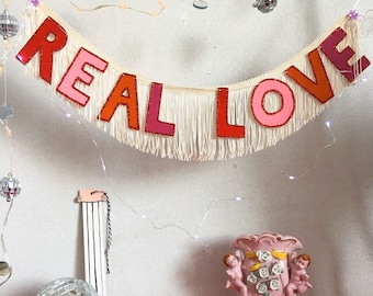 Real Love Fringe Banner | Valentine's Day Decor, Engagement Gift