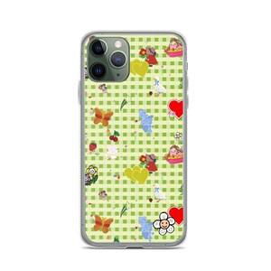 Favorites (vintage stickers on green gingham) iPhone Case | vintage inspired iphone case, fruit iphone case, cute iphone case, decals