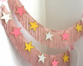 Star-shine Fringe Banner | star garland, dorm decor, fringe wall hanging, kids decor, party banner