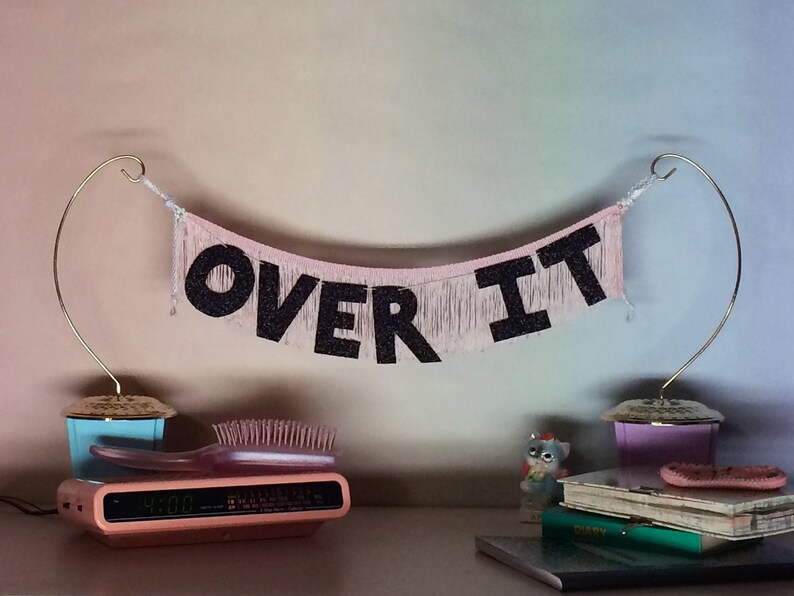 Over It Glittering Fringe Banner Wall Hanging Letter Etsy
