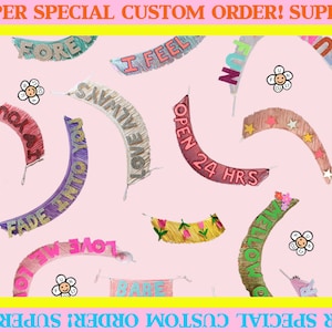 Custom FUN CULT for Kimberly, custom glitter banner, custom fringe wall hanging, Glittering Fringe Banner, custom wedding party banner
