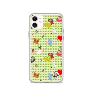 Favorites (vintage stickers on green gingham) iPhone Case | vintage inspired iphone case, fruit iphone case, cute iphone case, decals
