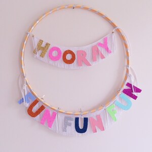 Hooray Fringe Banner glitter party banner, glitter letters, banner wall hanging, birthday banner, wedding banner, tassel banner, cake sign image 5