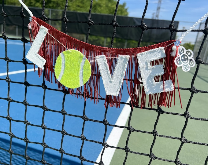 Tennis LOVE Fringe Banner Party Decor, Home Decor, kids bedroom, office