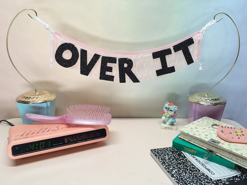 Over It Glittering Fringe Banner Wall Hanging Letter Etsy