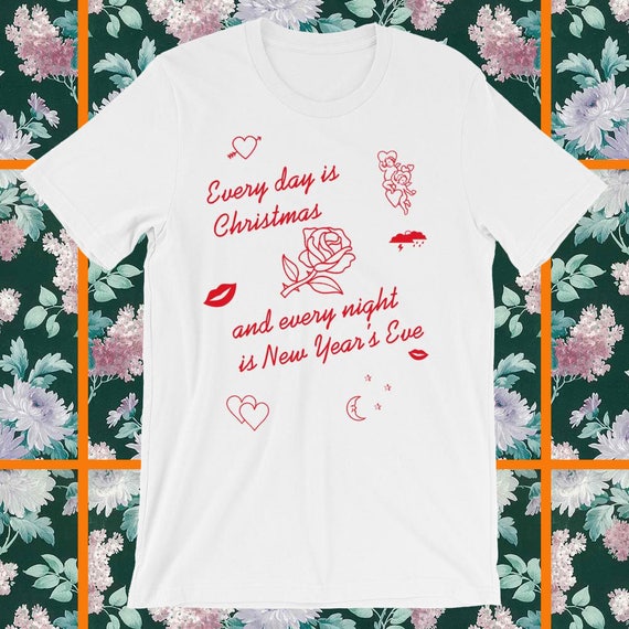 red & white graphic tee