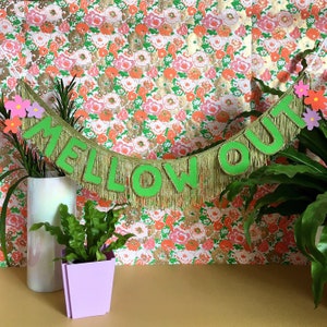 Mellow Out Fringe Banner | fringe wall hanging, dorm decor, garland, party banner