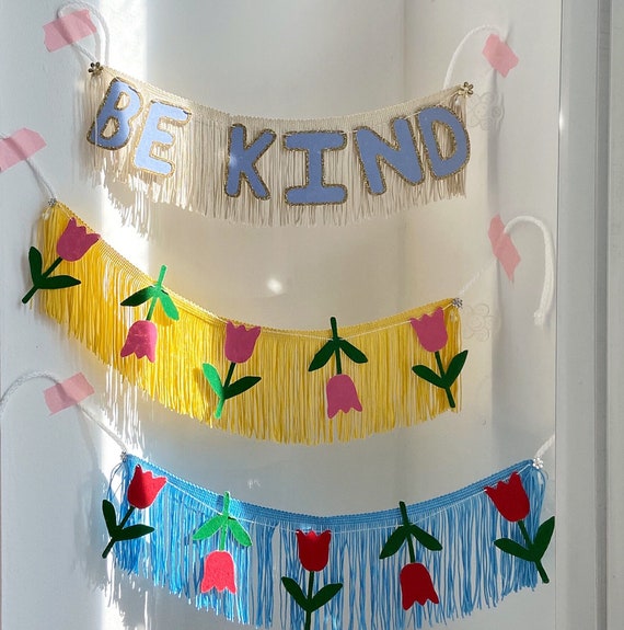 Be Kind Fringe Banner | wall hanging, kindness, mindful decor, kids decor, golden rule