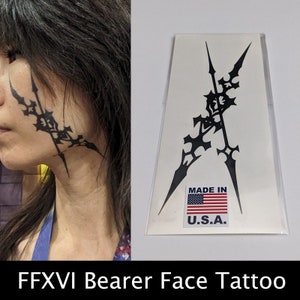 FFXVI Bearer Face Tattoo Final Fantasy XVI 16 Clive Rosfield Branded FF16 Large Size Temporary Tattoo Pack of 2