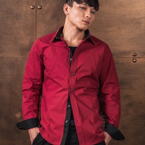 Devil May Cry Dante Red Dress Shirt Casual Cosplay Gamer Fashion Jacket Coat Mens Devil Hunter Daily Everyday Wear image 1