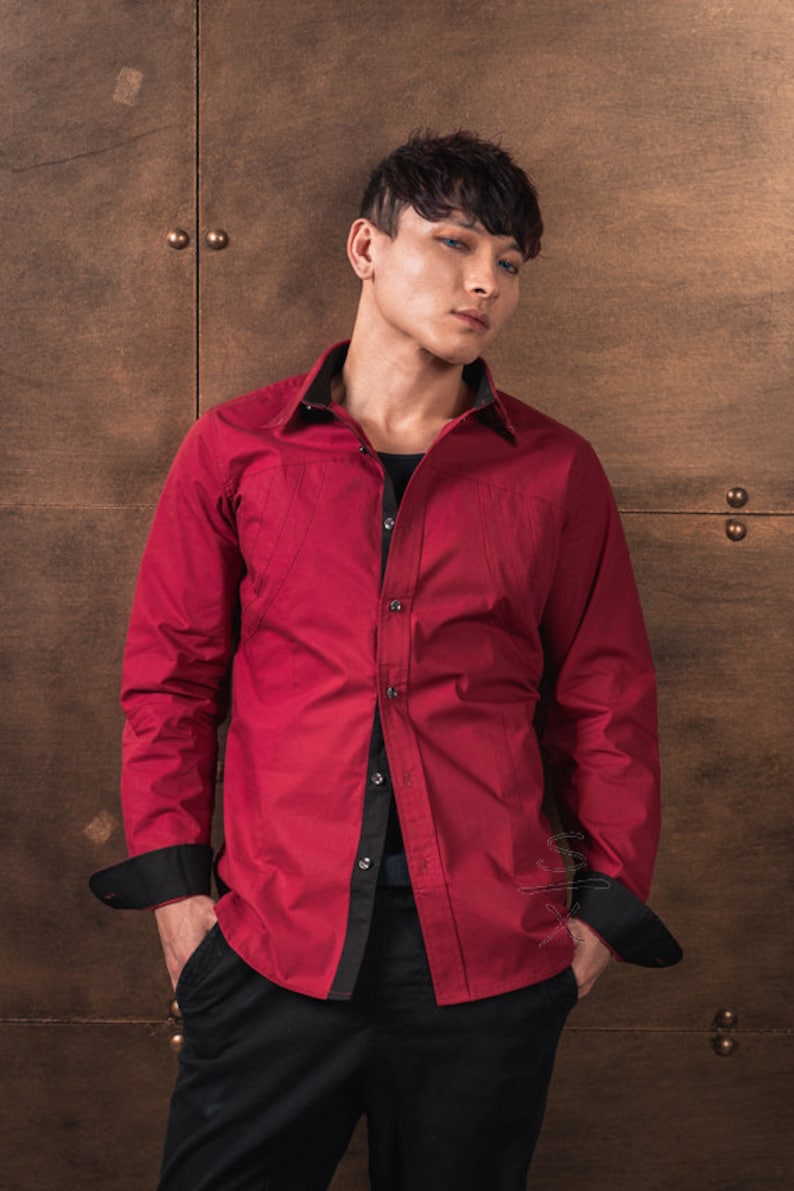 Devil May Cry Dante Red Dress Shirt Casual Cosplay Gamer Fashion Jacket Coat Mens Devil Hunter Daily Everyday Wear image 1