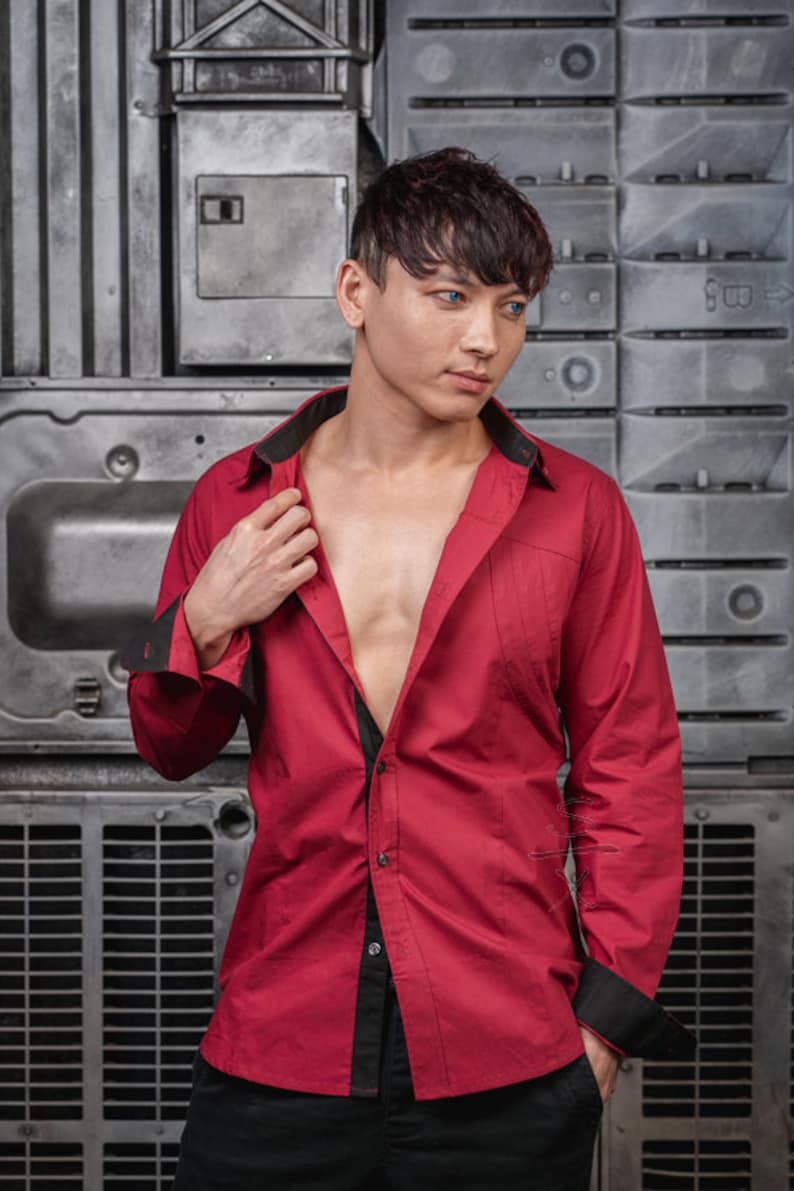 Devil May Cry Dante Red Dress Shirt Casual Cosplay Gamer Fashion Jacket Coat Mens Devil Hunter Daily Everyday Wear image 8