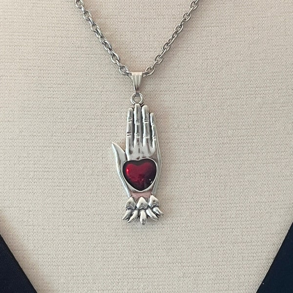 Heart in Hand Charm Necklace, Odd Fellows Pendant, Vintage Inspired IOOF Necklace, Charity , Love and Friendship Necklace, Love Token