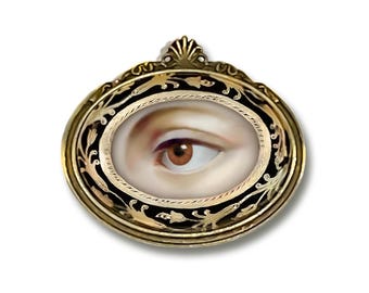 Lover&#39;s Eye Brooch, Georgian / Victorian Inspired Lover&#39;s Eye Brooch, Eye Pin, Eye Jewelry, Gift for Loved One, Love Token, Eye Portrait Pin