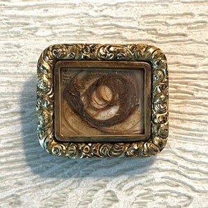 Antique Victorian Mourning Brooch, Hair Mourning Brooch, Victorian / Edwardian Mourning Jewelry, Memento Mori Pin, Mourning Brooch