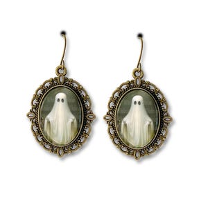 Victorian Style Ghost Earrings, Halloween Jewelry