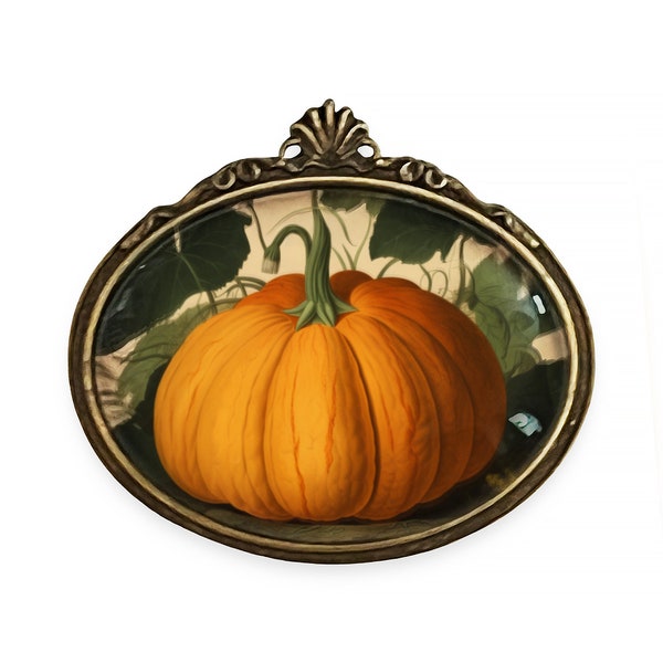 Vintage Inspired Pumpkin Brooch, Harvest Pumpkin Pin, Thanksgiving Pin,Thanksgiving Hostess Gift Idea, Fall Jewelry, Fall Pin, Halloween