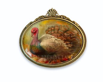 Thanksgiving Turkey Brooch, Vintage-Inspired Harvest Pin