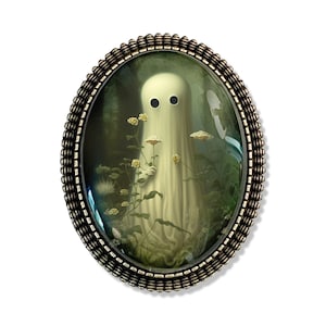 Pet Ghost Brooch, Vintage Inspired Ghost Pin, Ghost Hunting Pin, Graveyard Pin, Spooky Ghost Jewelry, Halloween Pin, Haunted Ghost Pin