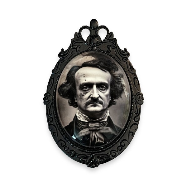 Edgar Allan Poe Brooch, Original Tintype Art Pin, Spooky Poet Pin, Edgar Allan Poe Pin,Vintage Inspired Literary Figure Pin, Bookish Jewelry