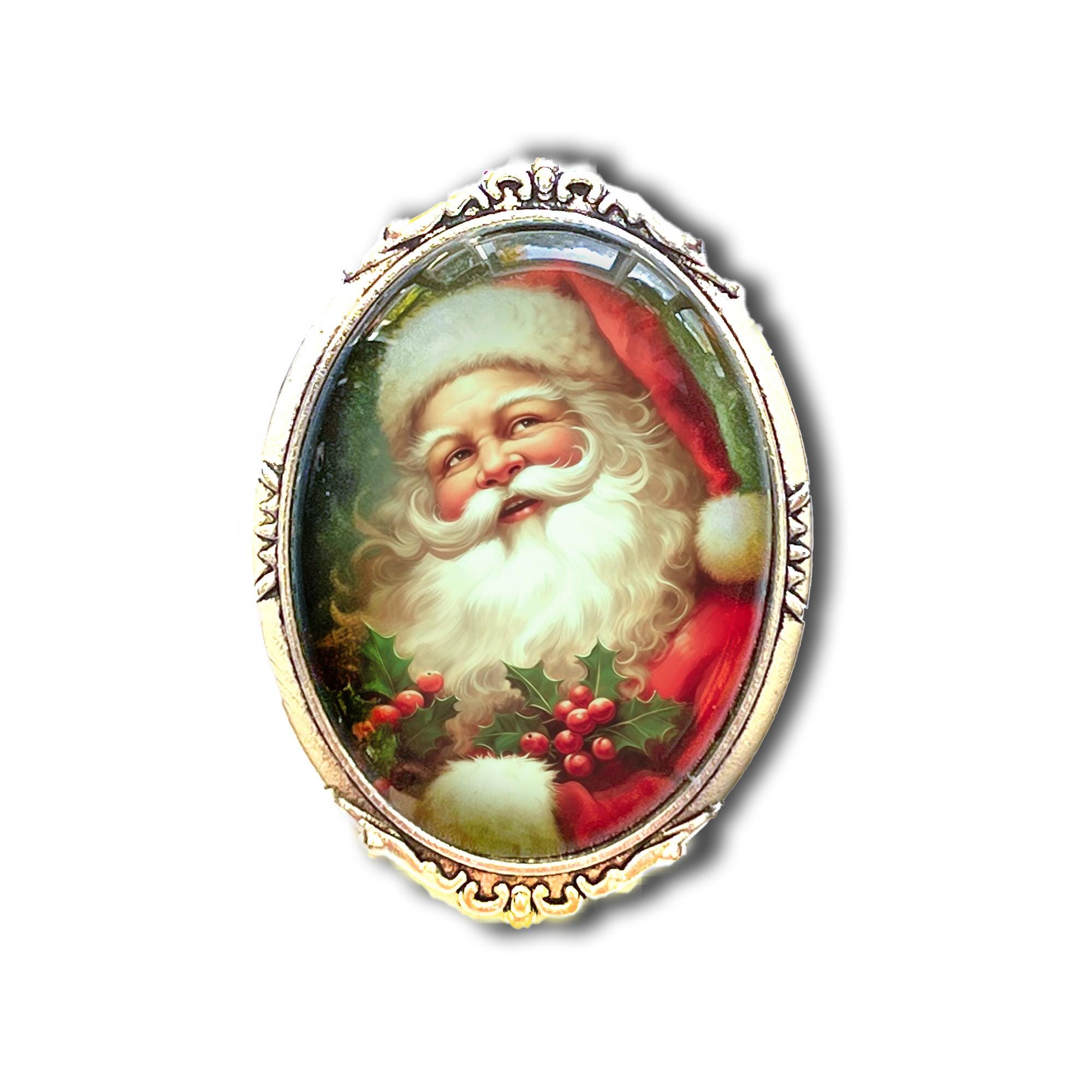 Santa Brooch, Vintage Inspired Santa Pin, Classic Santa Claus Pin, Christmas Brooch, Christmas Jewelry, Holiday Pin, Stocking Stuffer