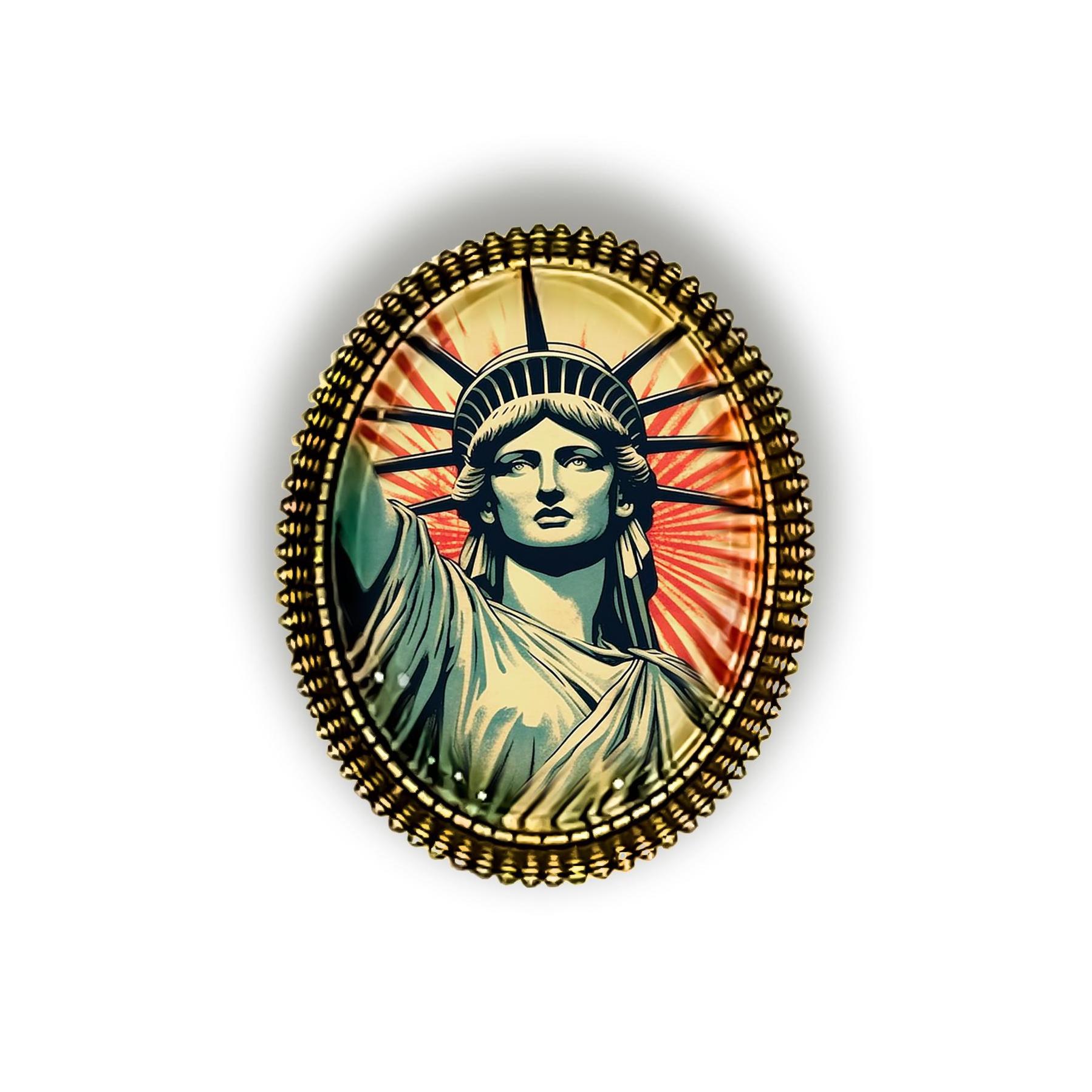 Statue of Liberty Brooch, Patriotic Pin, Red, White and Blue Brooch, Vintage Inspired America Jewelry, Lady Liberty Brooch, 4th July Jewelry