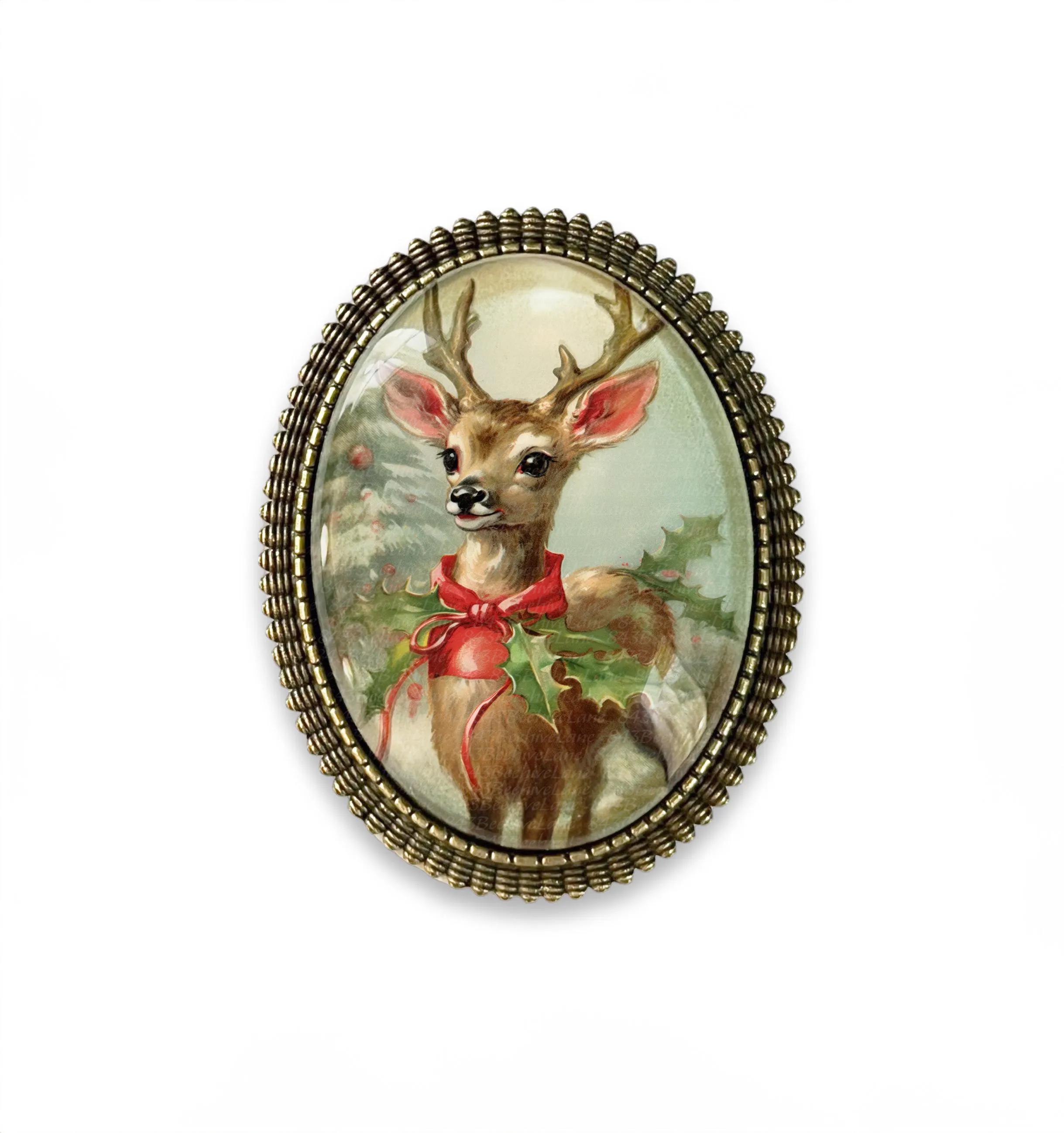 Gold Christmas Reindeer Brooch Pins For Women - Festive Holiday Jewelry For Sweaters, Bags, Hats - View #6