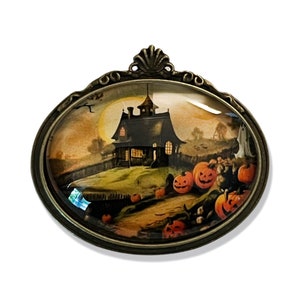 Halloween Brooch, Haunted House Brooch, Victorian House Pin, Halloween Pin, Victorian Inspired Halloween Brooch, Halloween Jewelry