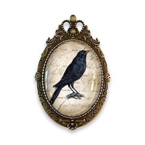Vintage Inspired Raven Brooch, Halloween Raven Pin / Pendant , Crow Jewelry, Poe Pin, Gothic Raven Brooch - Pendant , Halloween Brooch