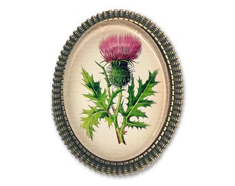 Thistle Brooch: Botanical Art Pin, Scottish Flower Jewelry, Vintage Style