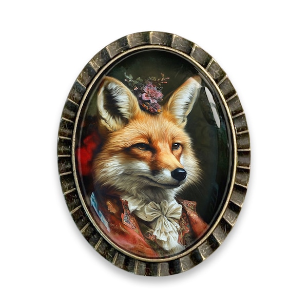Lady or Gentleman Fox Brooch, Fox Pin, Victorian Inspired Fox Portrait Brooch, Fox Jewelry, Vintage Inspired Fox Pin, Two Styles to Choose