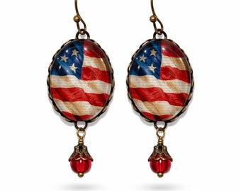 Pendientes con la bandera patriótica: joyería del 250.º aniversario de Estados Unidos, estilo Betsy Ross, Semiquinto Centenario de EE. UU. 2026