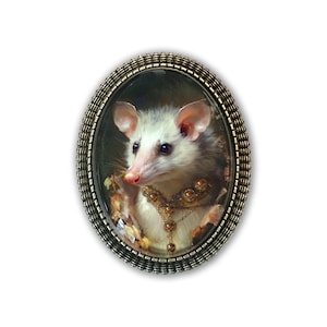 Lady or Gentleman Opossum Brooch, Opossum Pin, Victorian Inspired Opossum Portrait Brooch, Opossum Jewelry, Vintage Inspired Opossum Pin