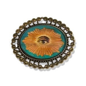 Handmade Antique Silver Eyeball Brooch Pin 