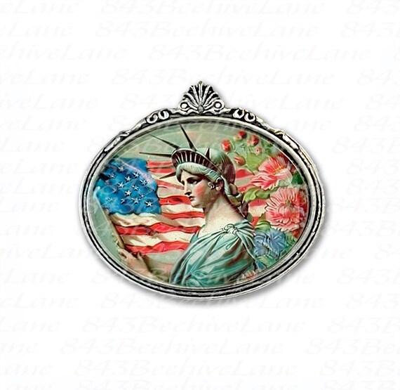 Handmade Statue of Liberty Brooch: Vintage Style Americana Pin, 250th Celebration