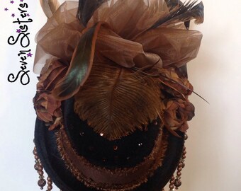 Burlesque Mini Top Hat "Victoire" - Cosplay, Steampunk, Lolita, Fascinator, Headpiece