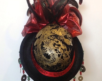 Burlesque Mini Top Hat "La Chinois" - Cosplay, Firefly, Lolita, Fascinator, Headpiece