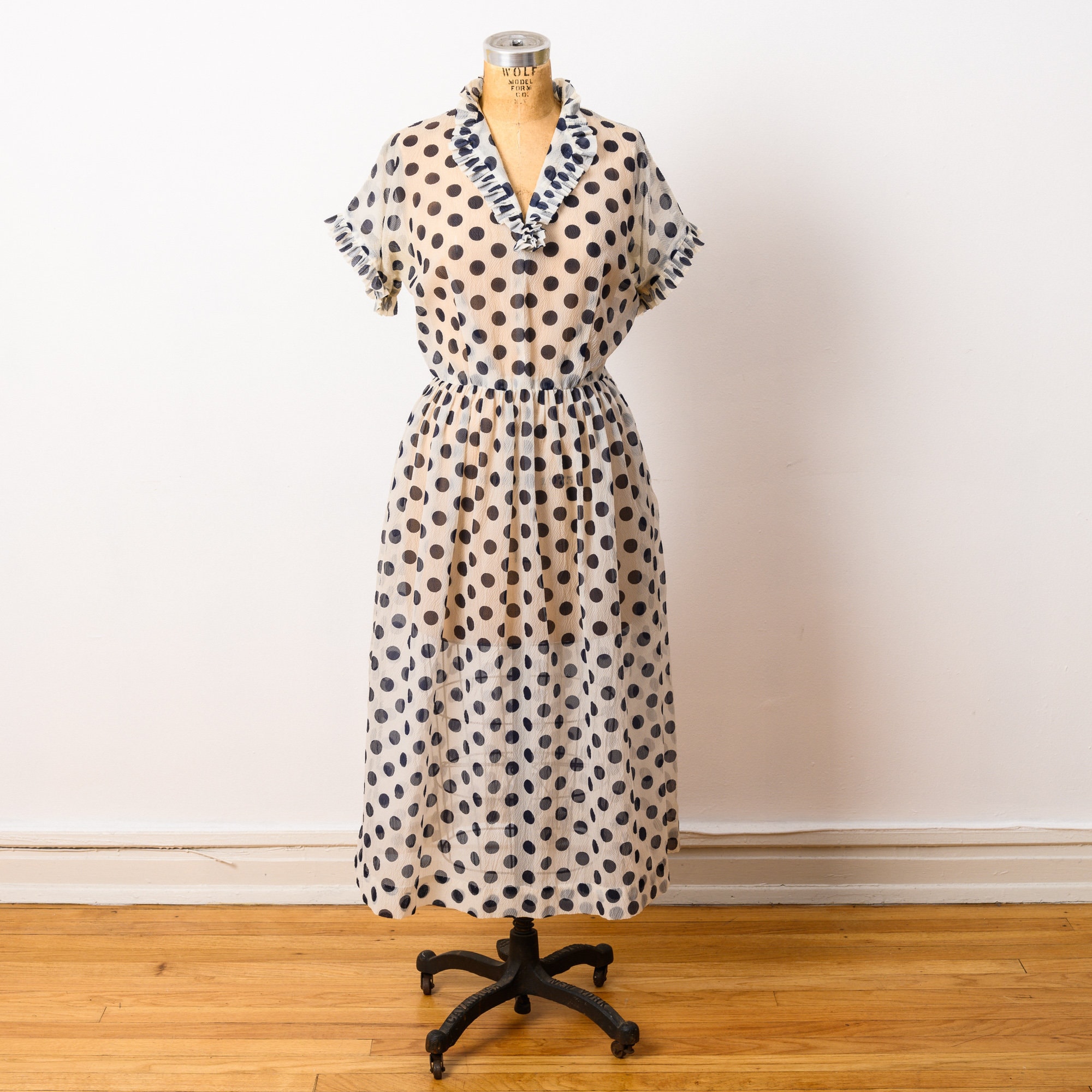 lucille ball blue polka dot dress