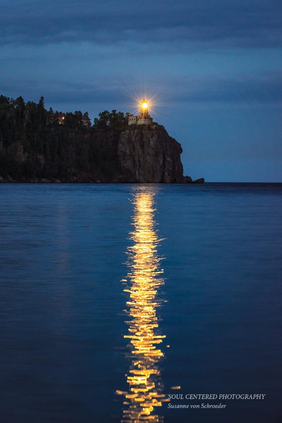Split Rock Lighthouse Lake Superior North Shore Night Light Etsy