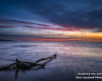 Nature Photography, Lake Superior, Moody Sunrise, Panorama, Sunrise, Apostle Islands, Clouds, Blue Orange, Healing Art, Bayfield, Wisconsin