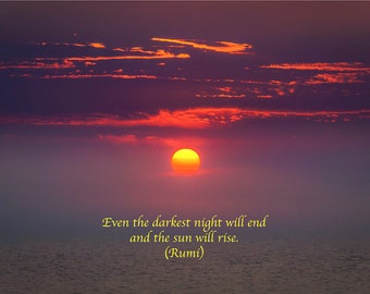 Rumi Quote, Inspirational Poetry, Greeting Card, Sunrise, Lake Superior, Sympathy Card, Healing Art, Nature Photography, Moody, Red Purple