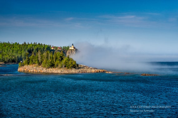 Split Rock Lighthouse Lake Superior North Shore Fog Spring Etsy