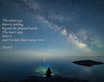 Rumi Quote, Inspirational Poetry, Greeting Card, Galaxy, Lake Superior, Milky Way, Spiritual Journey, Healing Art, Nature Photography