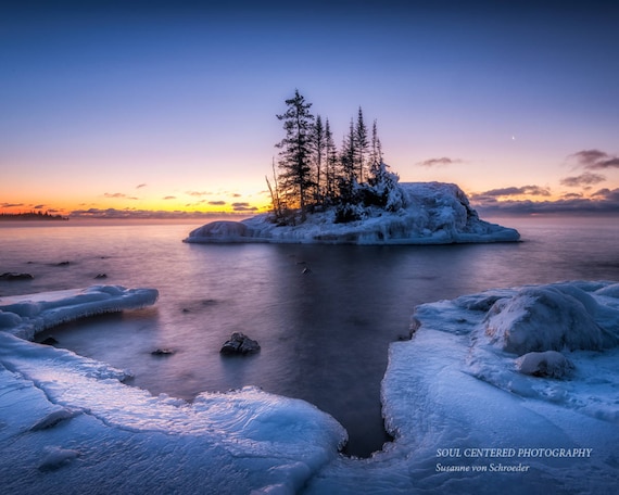 Lake Superior, Dawn, Winter Landscape, Nature Photography, Blue