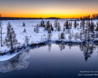 Winter Photography, Blue Hour, Sunset Colors, Chippewa Flowage, Reflections, Lake, Peaceful, Serene, Wisconsin, Home Decor, Healing Art