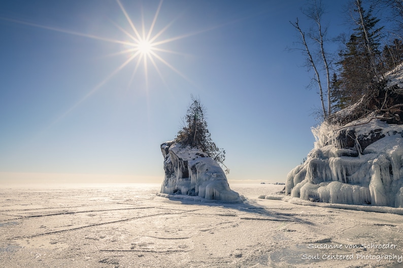 Nature Photography Ice Healing Art Tettegouche State Park Lake Superior North Shore Minnesota Blue Sky Winter Landscape Frozen Lake