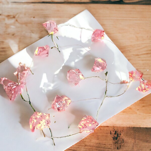 Crystal String Lights Girlande, 2 m Lichterkette, Lichterkette, Partydeko, Rosa, Partydeko, Thema rosa, Geburtstagsgirlande, Muttertagsdeko